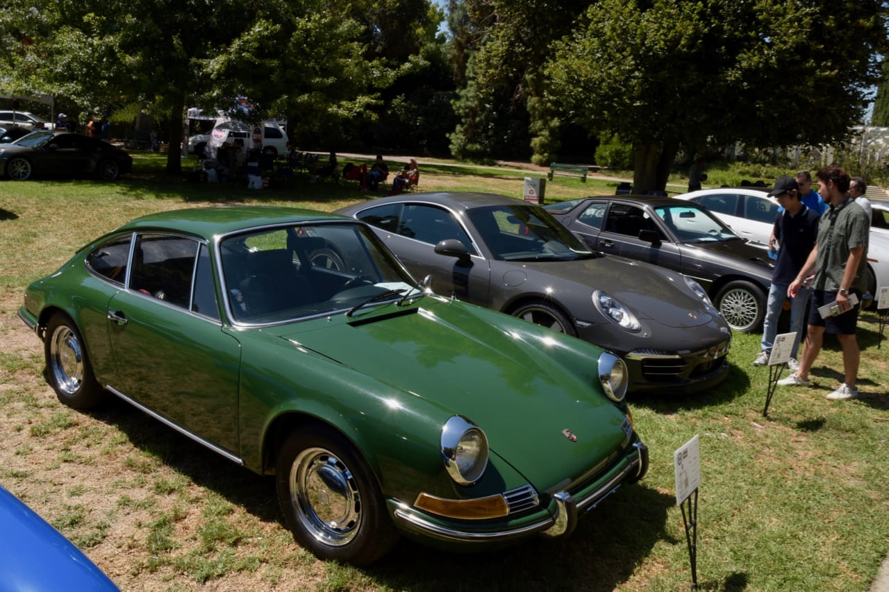 the green 1969 Porsche 912 owned by the Youngsons on display at San Marino Motor Classics