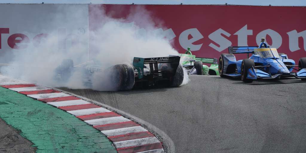 Dalton Kellett spinning his wheels at WeatherTech Laguna Seca