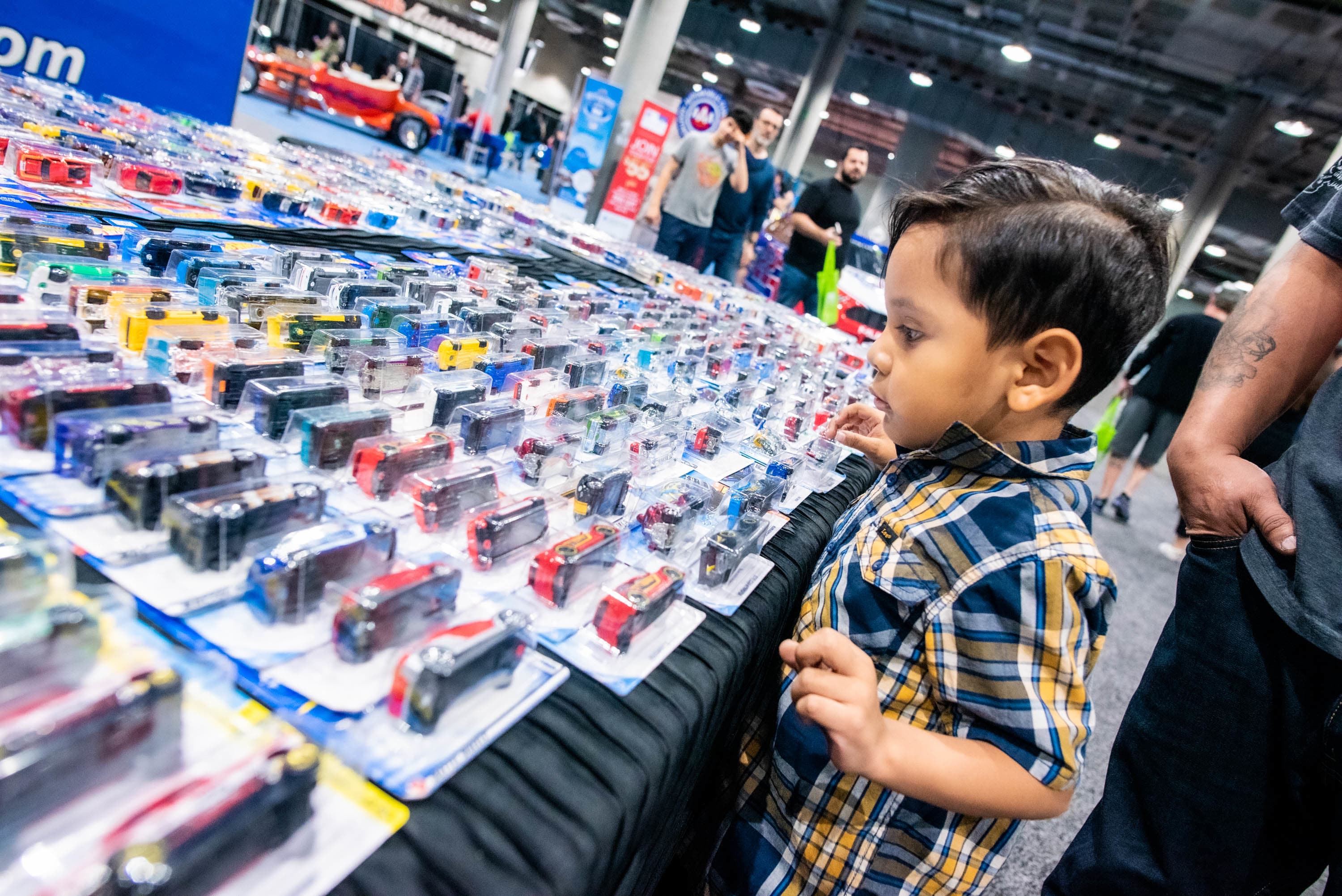 image of rows of toys displayed at the Los Angeles Auto Show