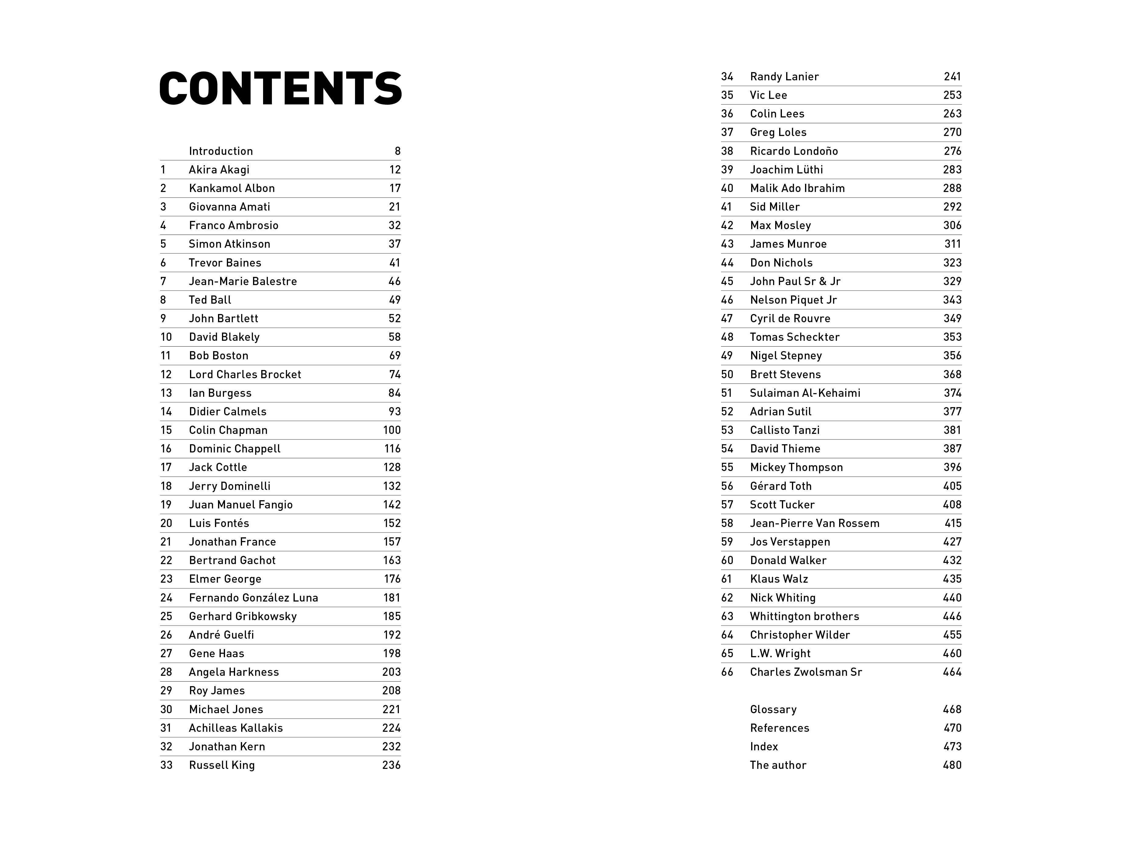 table of contents from the book Driven To Crime
