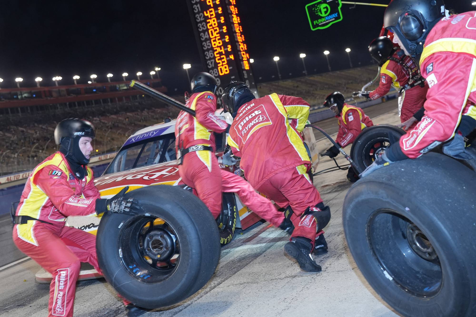 pit crew working hard at the final race in Fontana