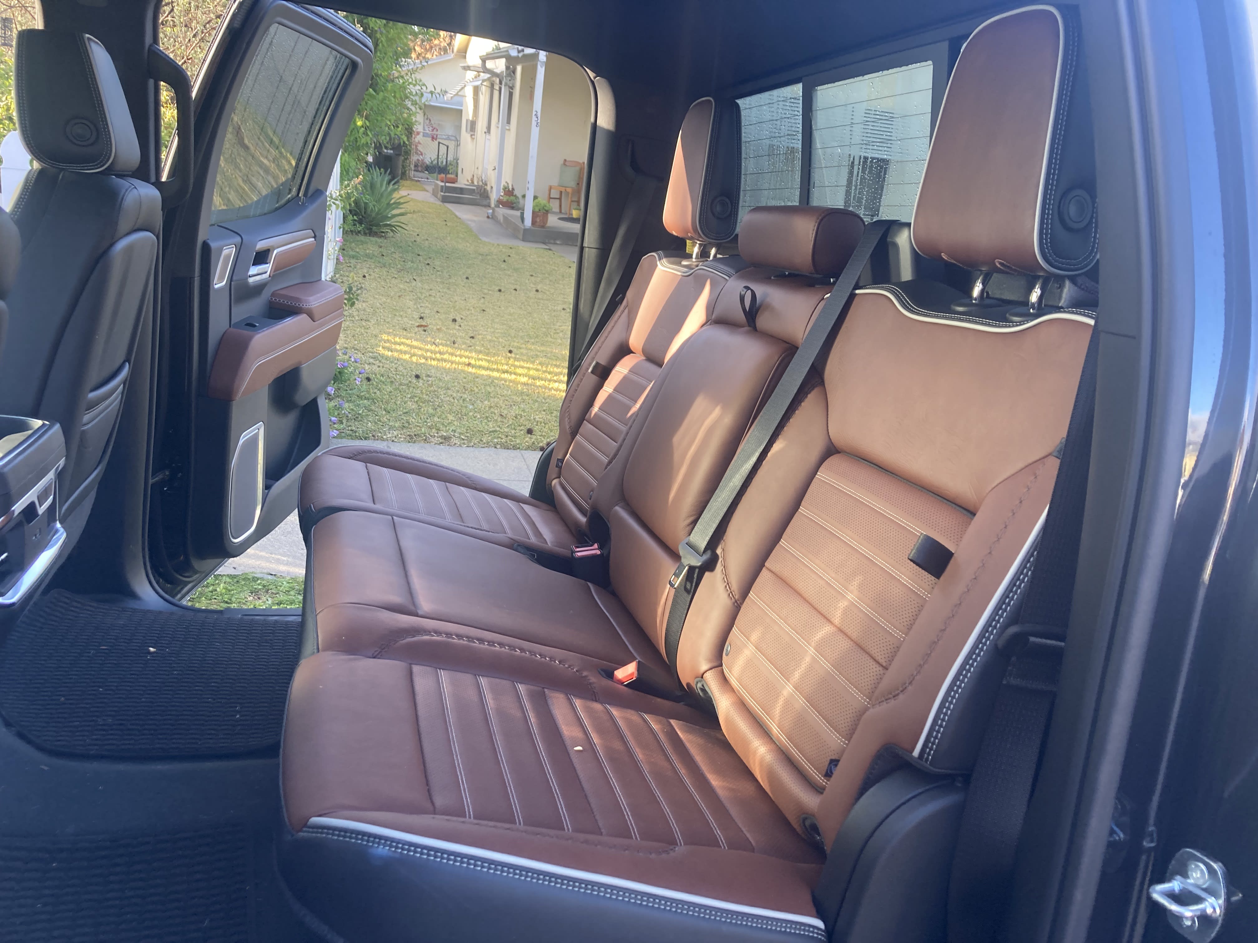the rear seat in the 2023 GMC Sierra Denali Ultimate