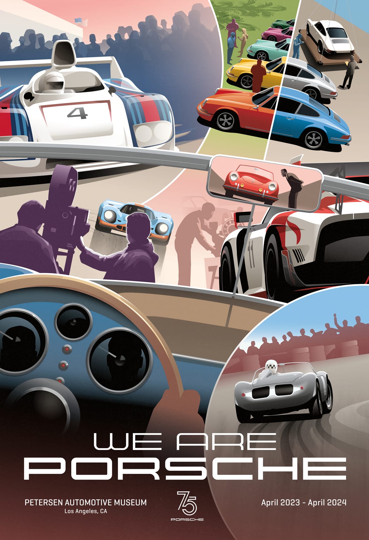 poster for the event We Are Porsche at The Petersen Automotive Museum in Los Angeles