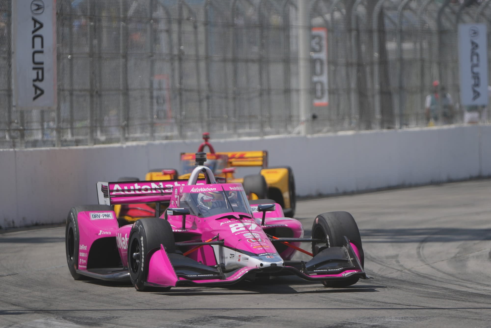 image of a pink race car at the 2023 Acura Grand Prix of Long Beach