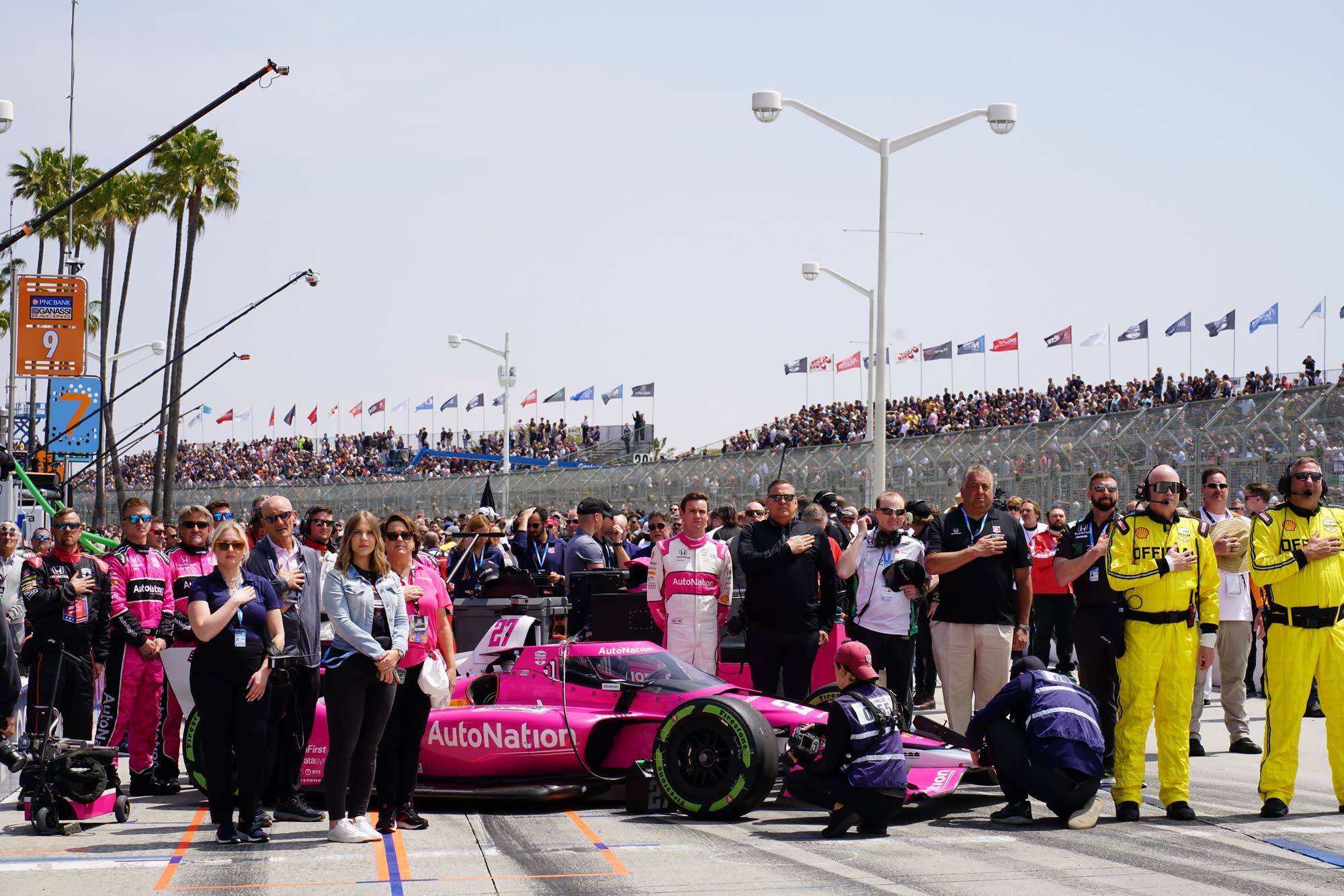 image of the winning team of the IndyCar races in Long Beach