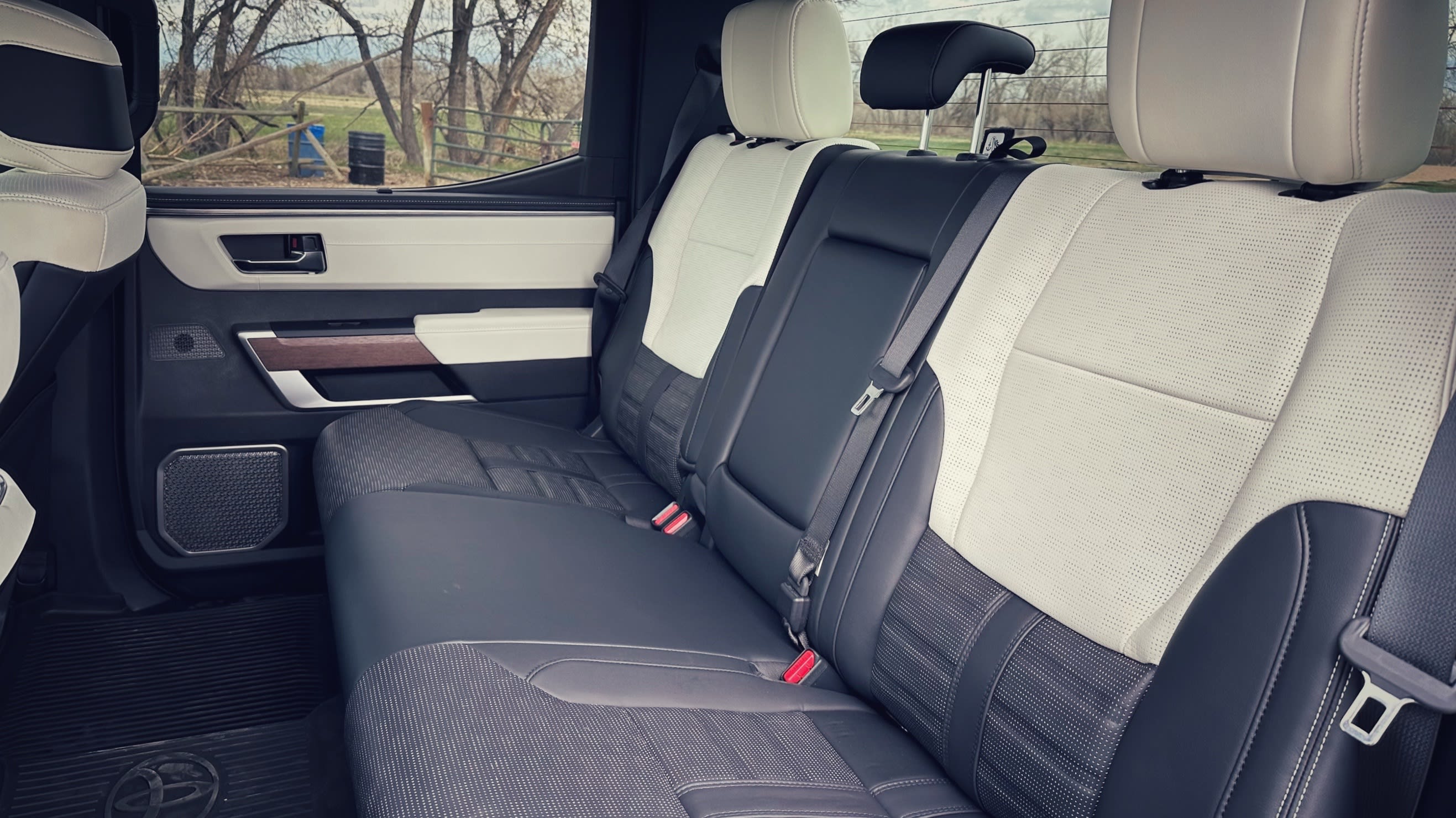 interior of the 2023 Toyota Tundra focused on the rear seats