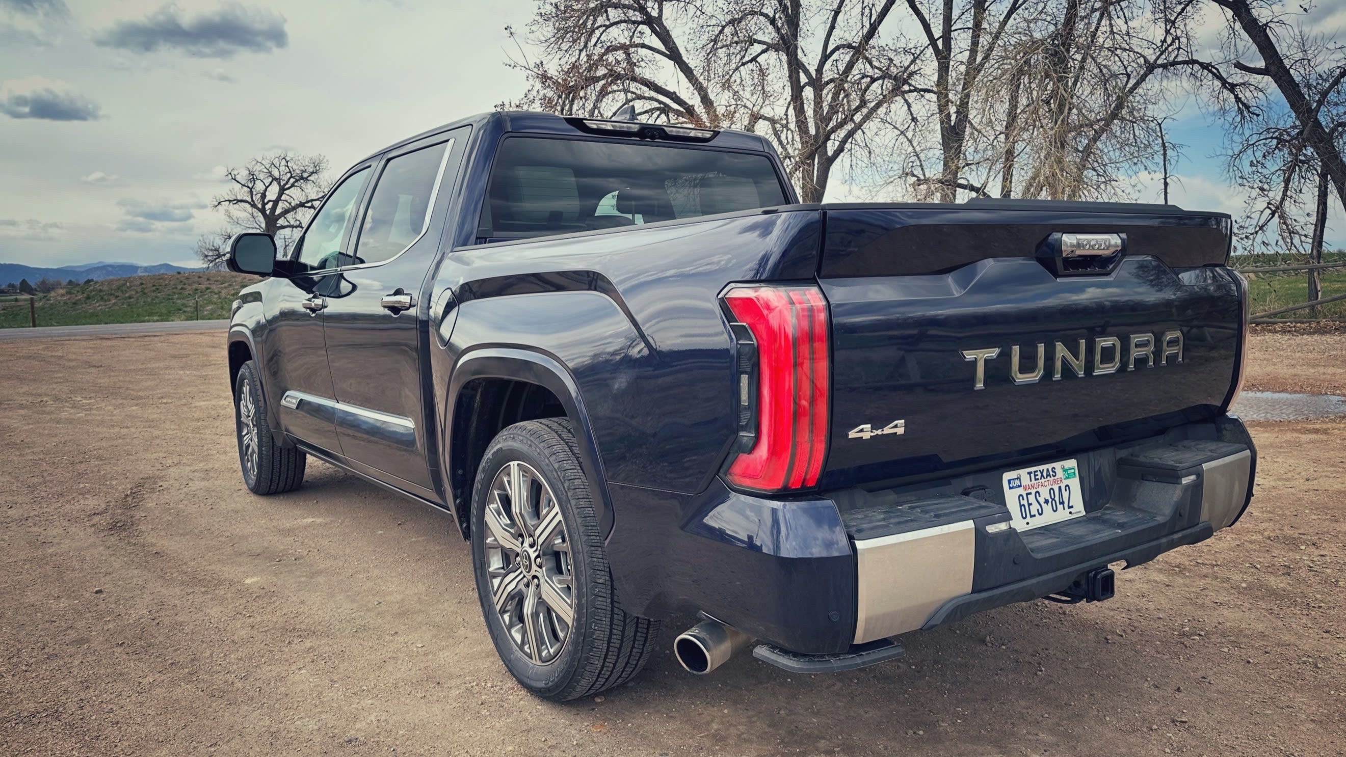 the 2023 Toyota Tundra, as seen from the rear