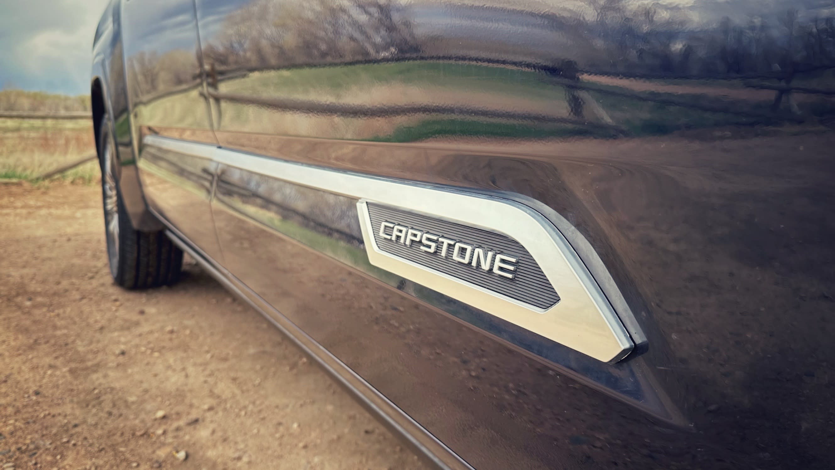 detail photo of the trim level badging on a 2023 Toyota Tundra Capstone