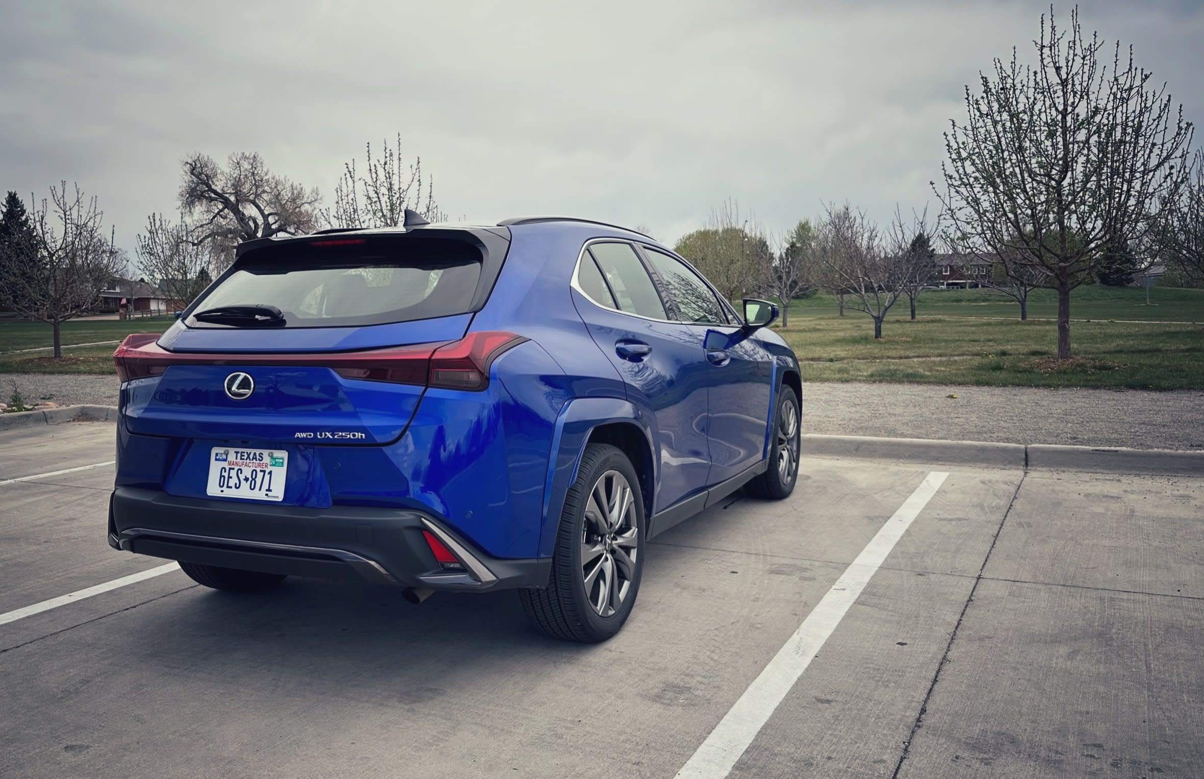 exterior of a blue 2023 Lexus UX