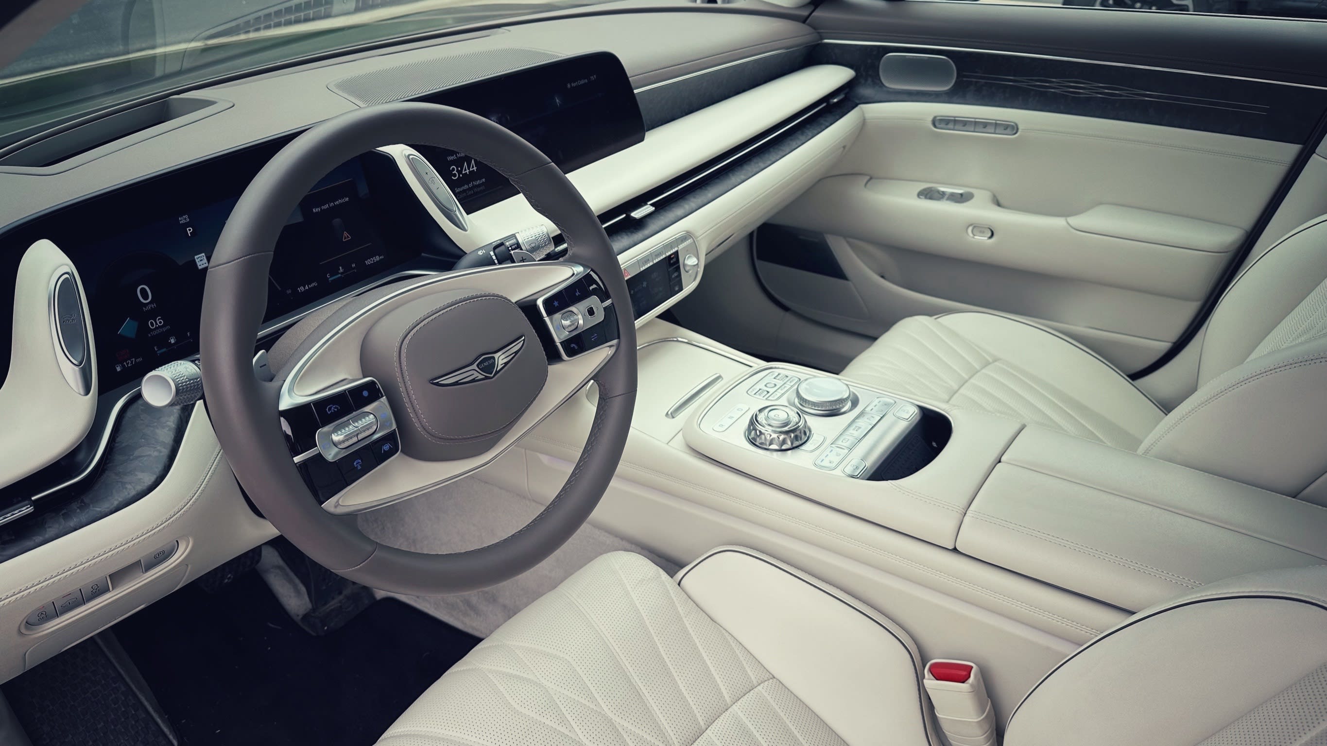 interior of the Genesis G90 with the front seat in view