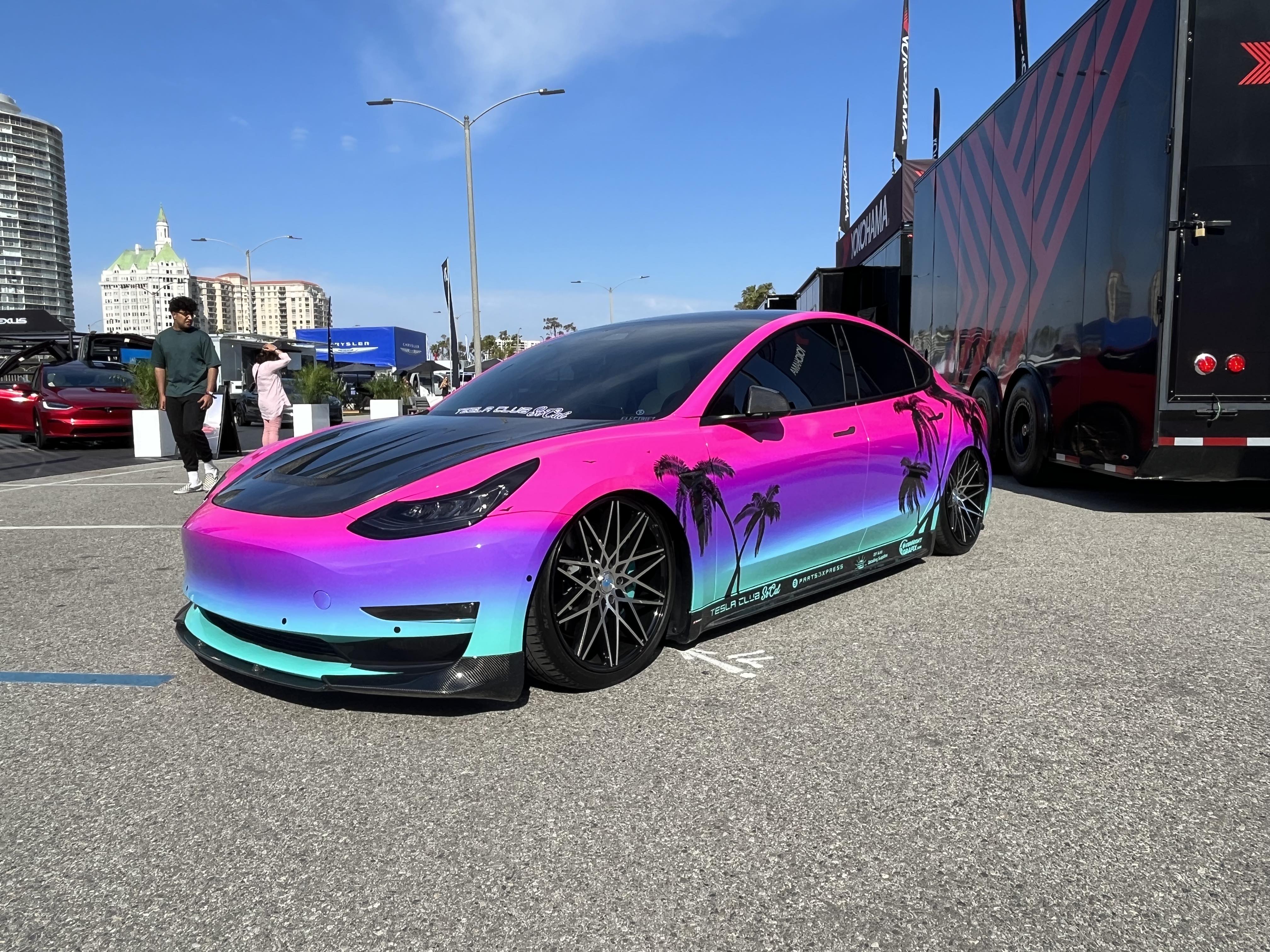 A Tesla with a custom paint job