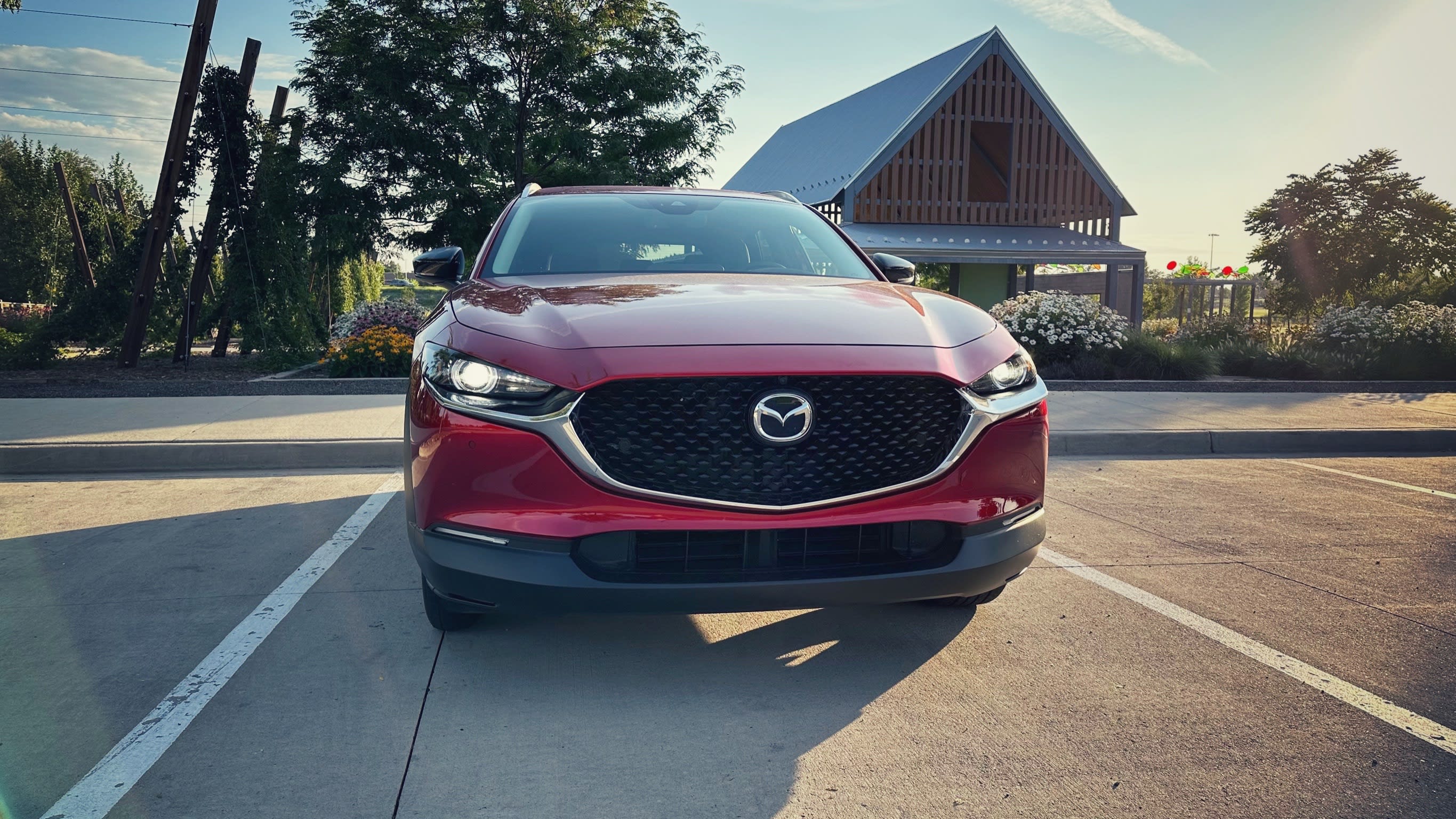 front of a red 2023 Mazda CX-30