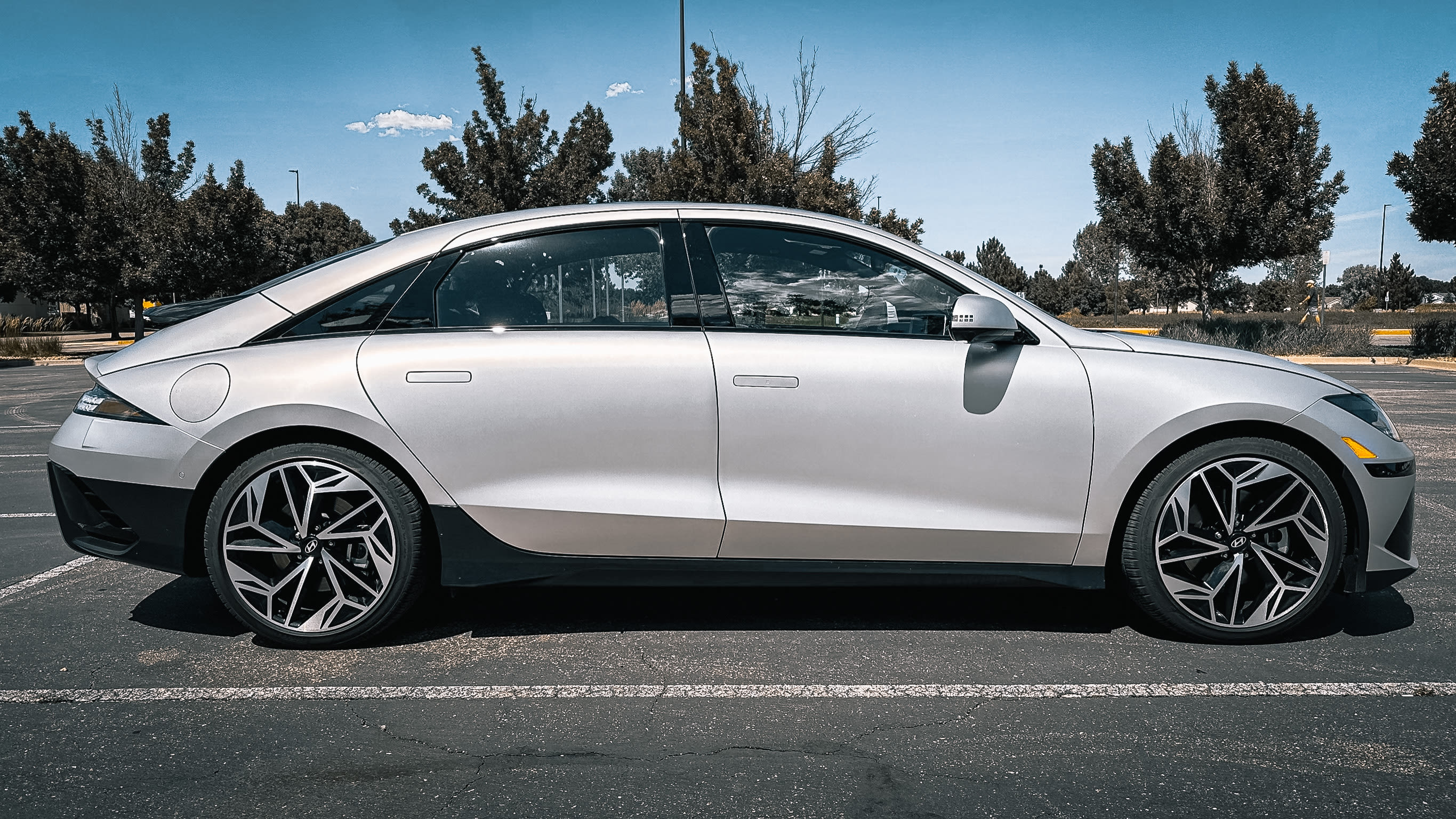 exterior side of a gray 2023 Hyundai Ioniq 6 Limited