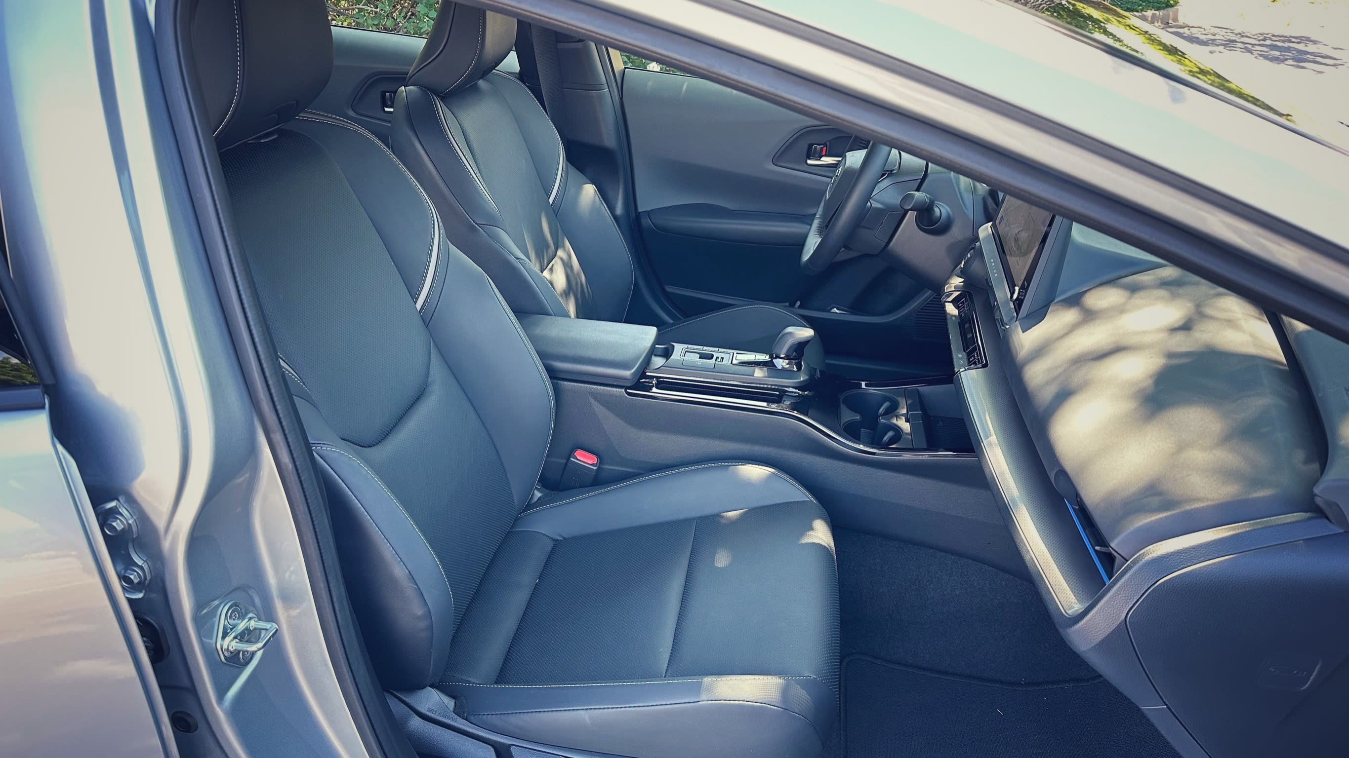 photo of the front seat interior of the 2023 Toyota Prius