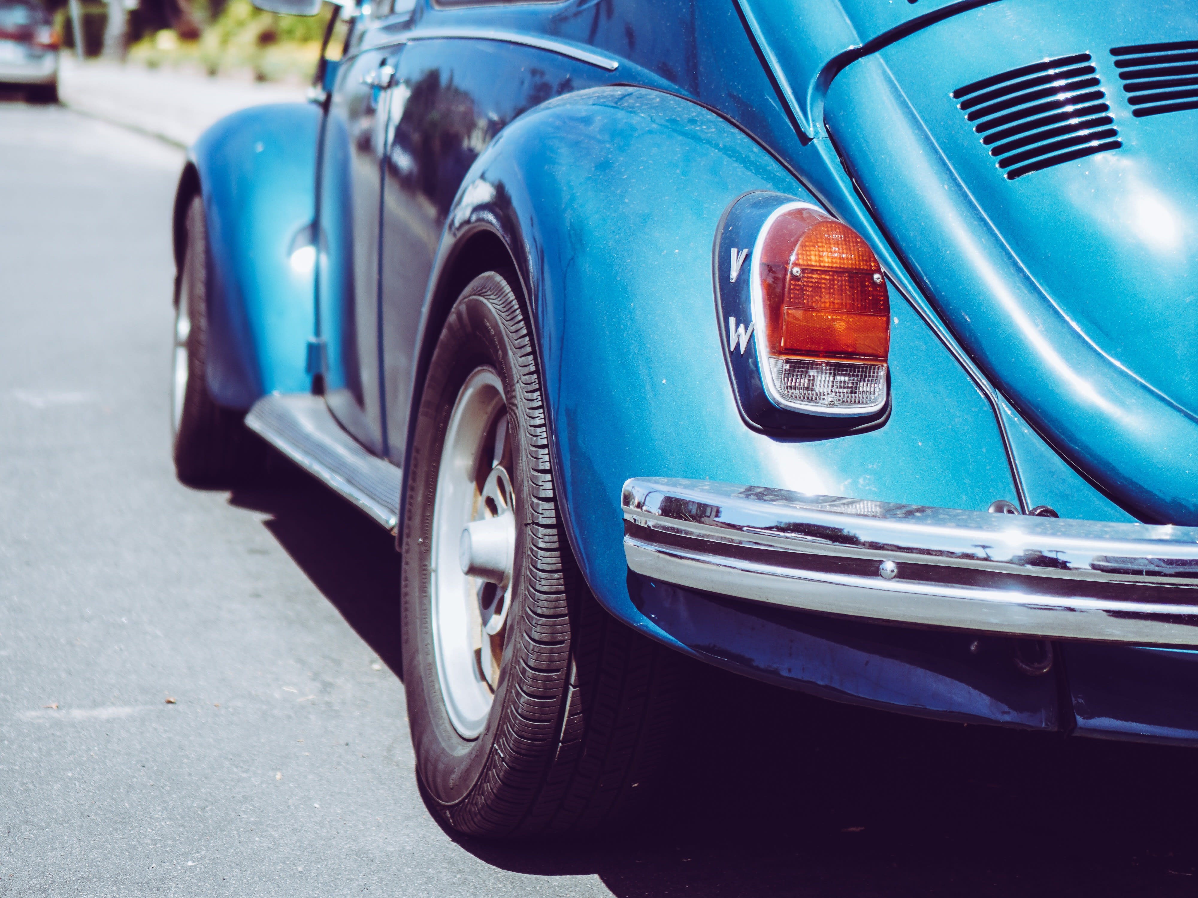 image of a blue VW Beetle
