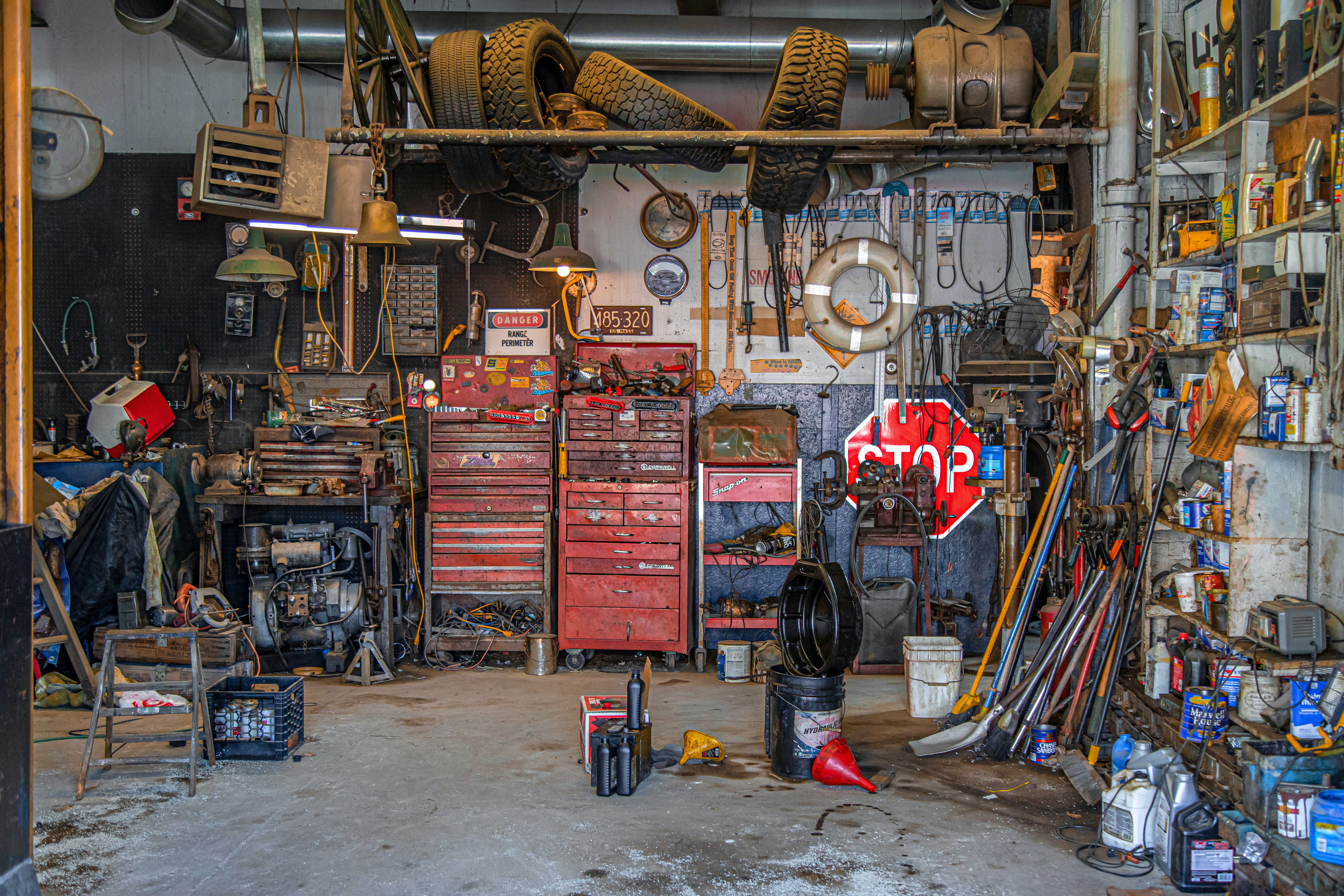 a car garage full of tools