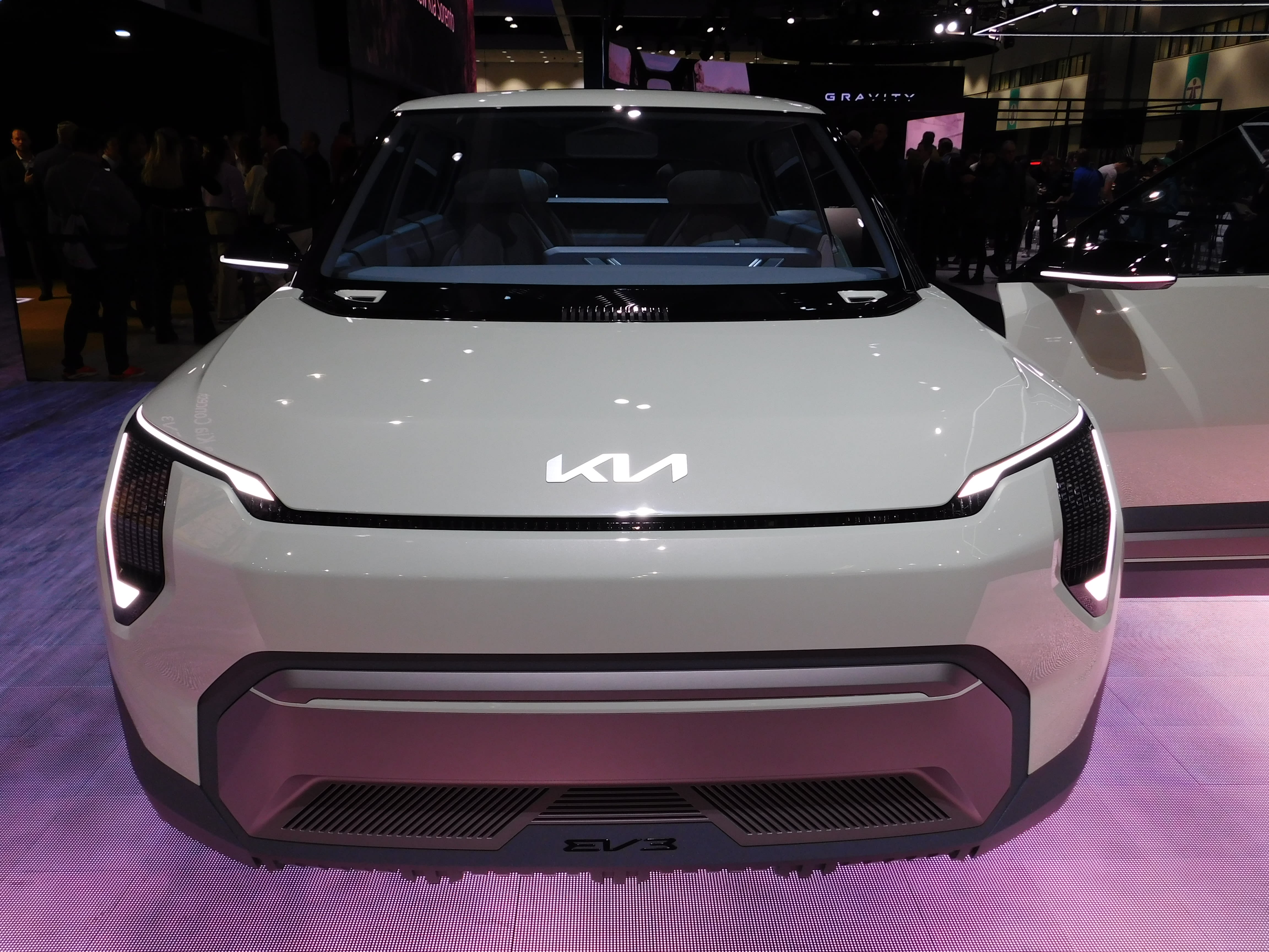 the Kia EV# seen from the front at the LA Auto Show