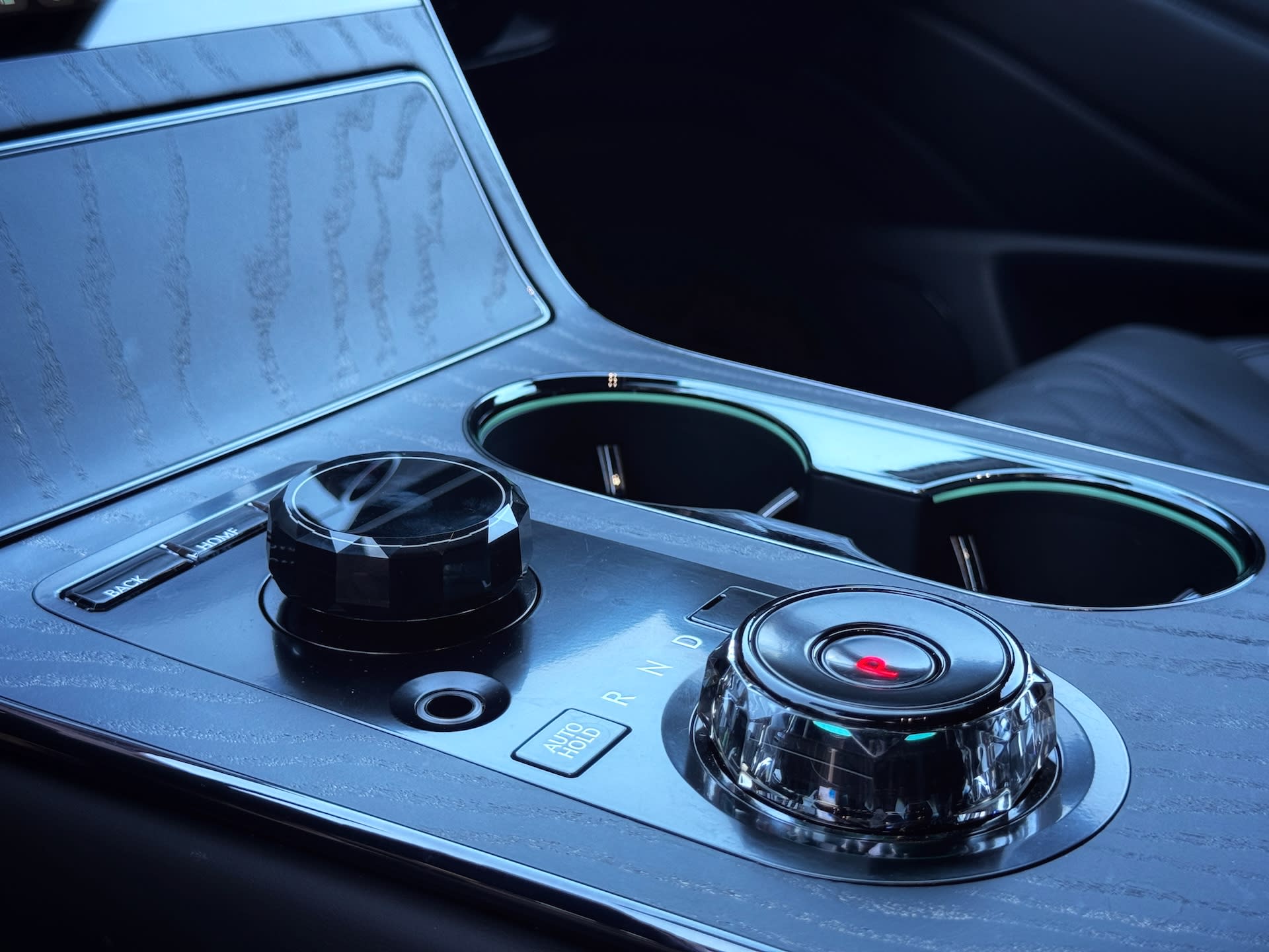 interior controls in the Genesis GV80 couple black