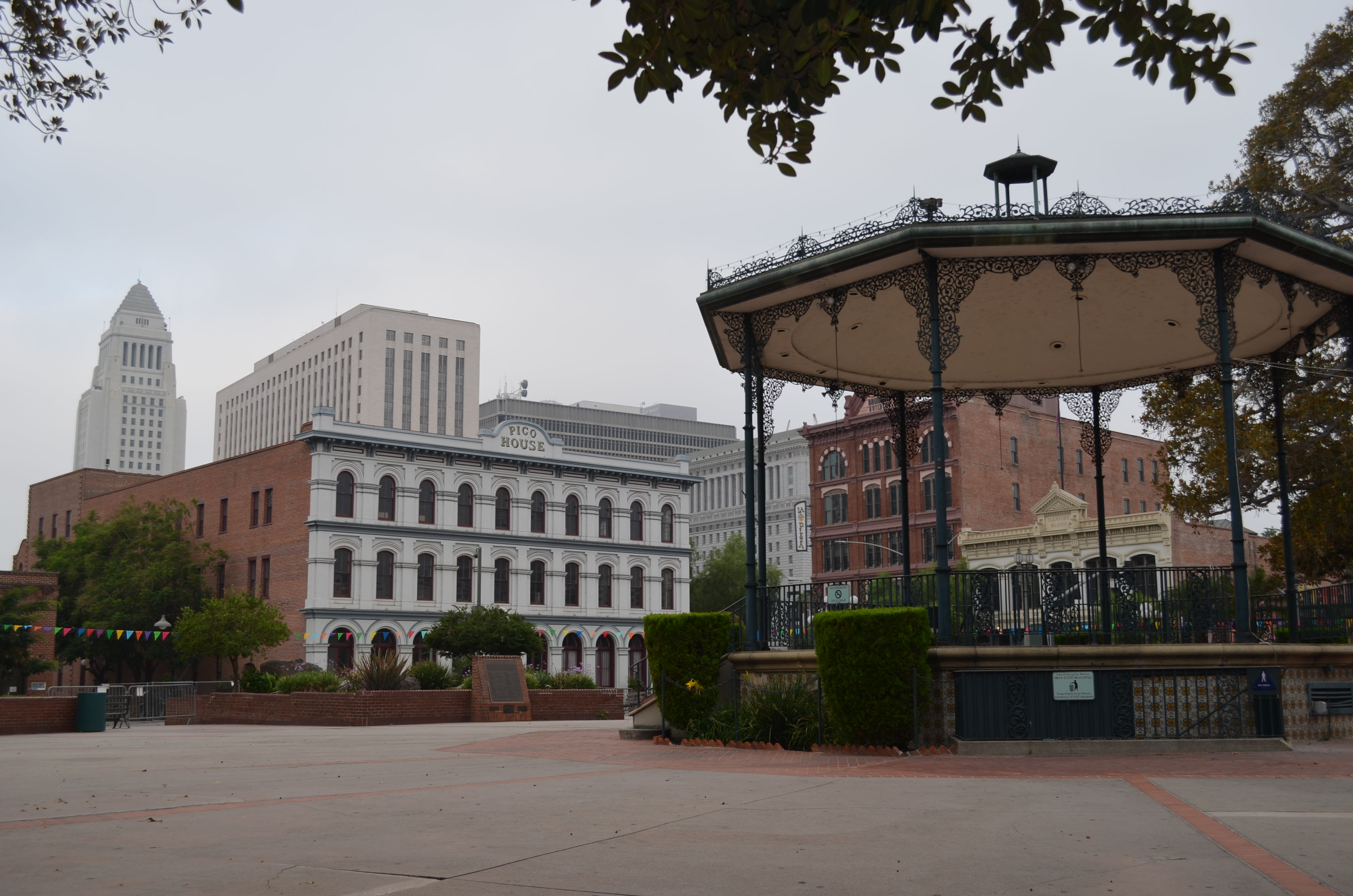 an image of an empty L.A. Plaza in Los Angeles, California