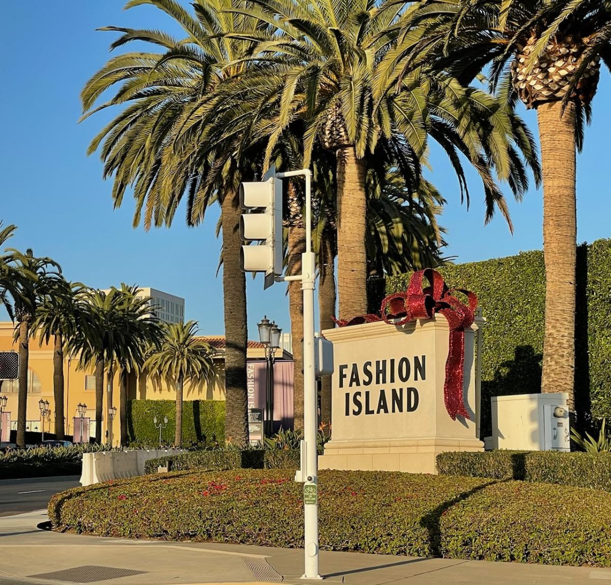 The sign at the southern entrance to Fashion Island in Newport Beach, CA