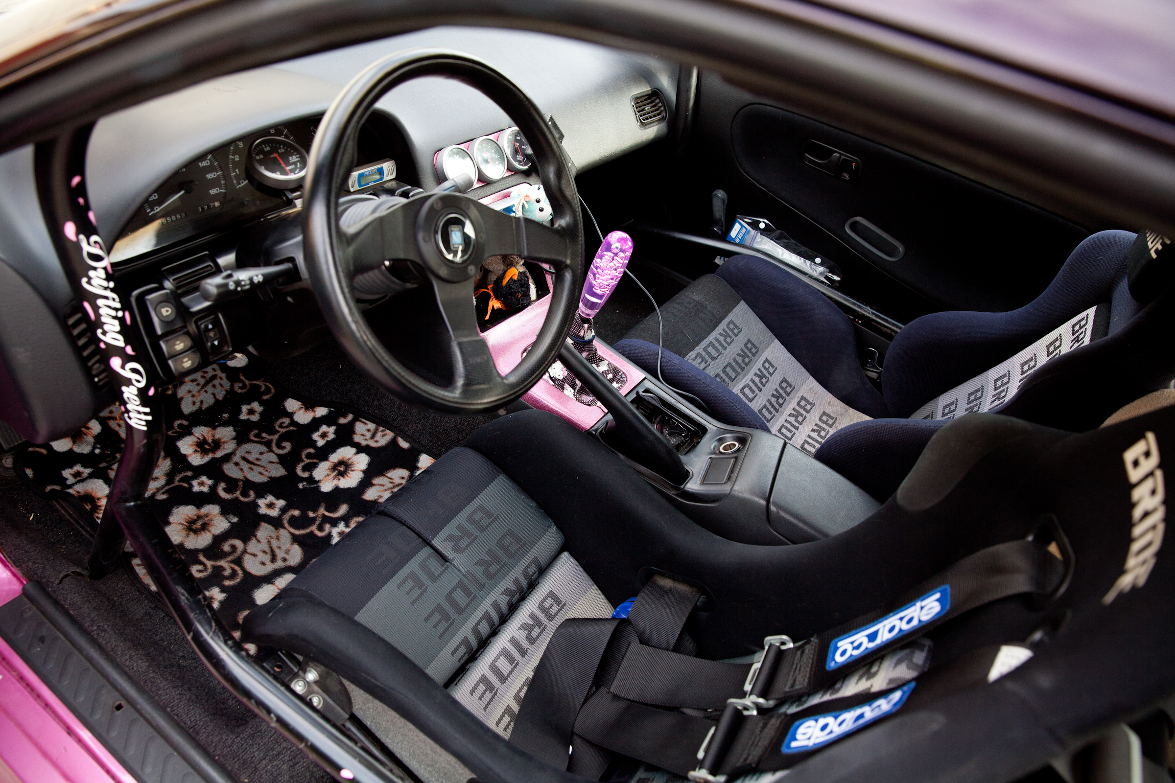Nadine Sachiko Hsu and interior of drift racer