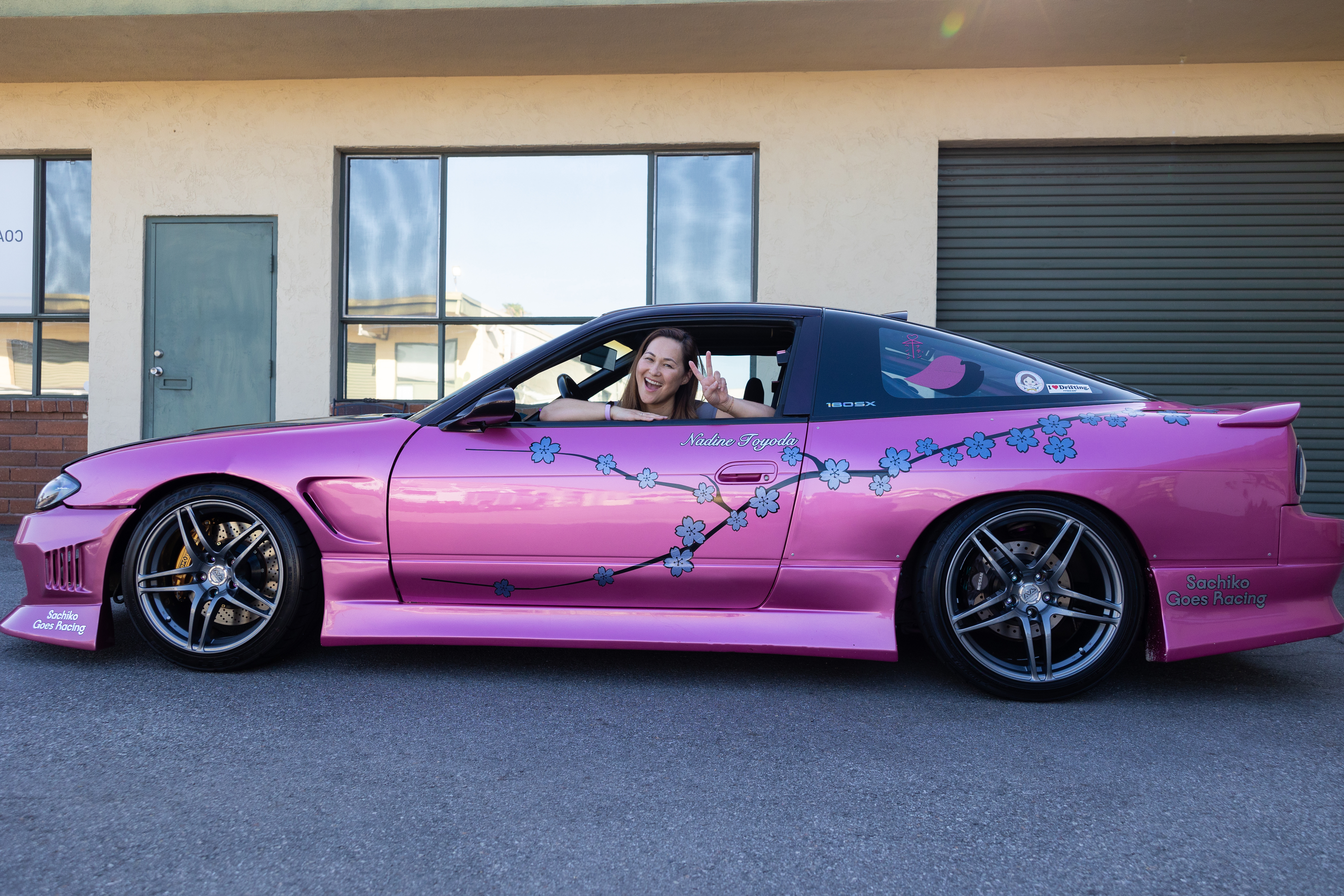 Nadine and car ready for exhibit