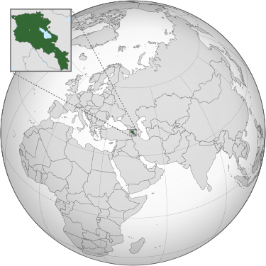 Armenia location on globe