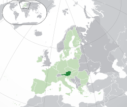 Austria location on globe