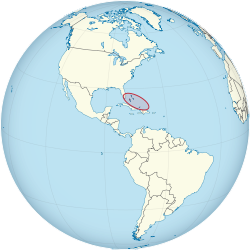 Bahamas location on globe