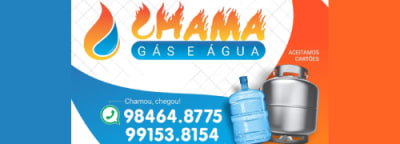 Logotipo ou fachada de Chama Gás e Água