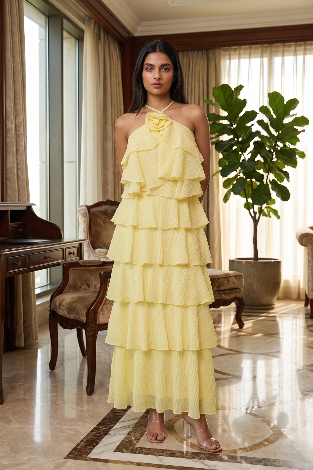 Buttercream Bloom Halter Gown