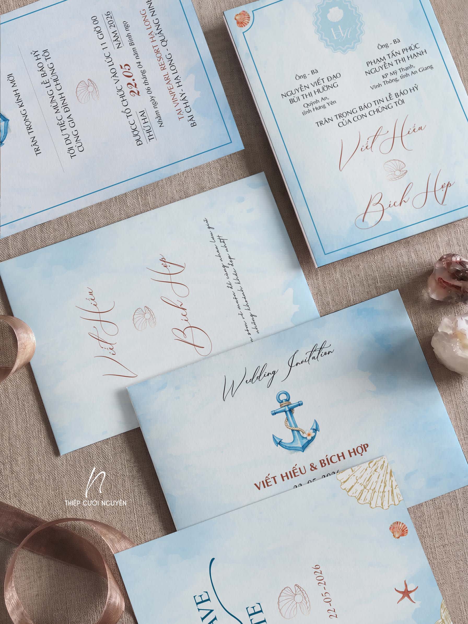 Thiệp Sand & Sea | Nguyên Thiệp Cưới