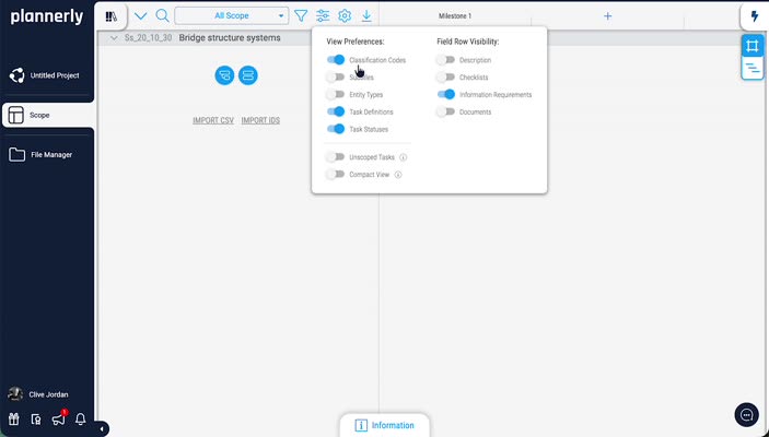 Create task row in Bridge Structure Systems