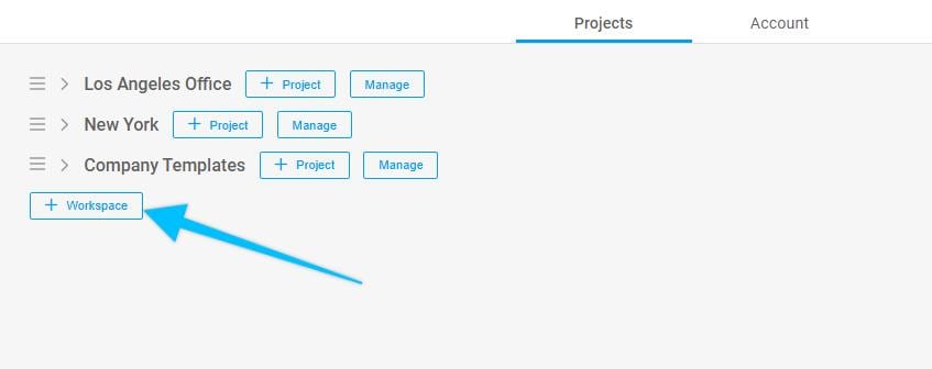 + Workspace button example