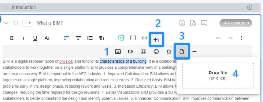 Upload file option in Plannerly Docs section