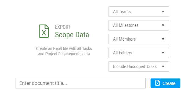 Scope export filter window