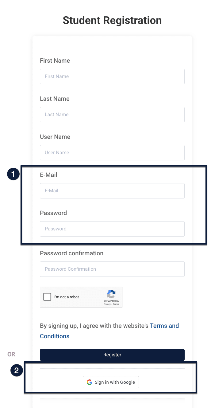 Plannerly training site login screen