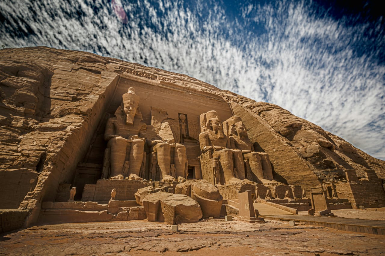 Colossal statues of Ramses II at Abu Simbel
