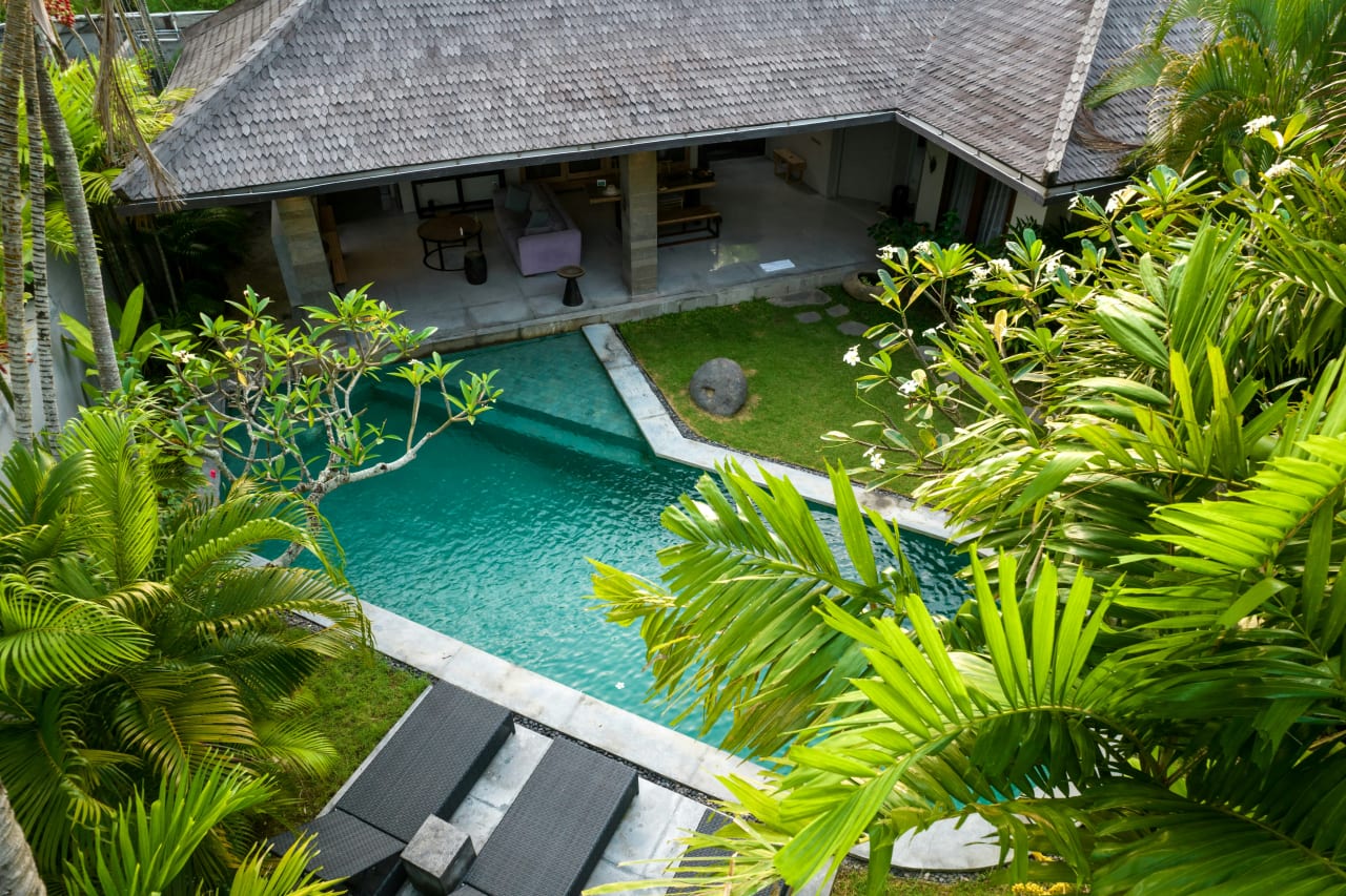 Tropical island coastline in Bali
