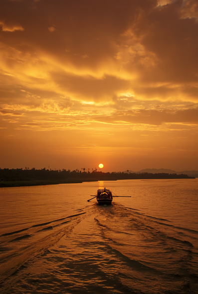Sunset cruise on the Brahmaputra River