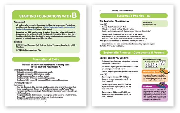 Starting at B Pre-lesson