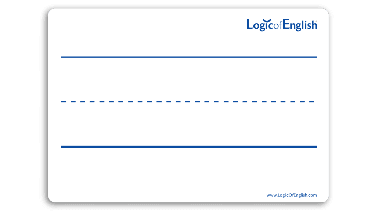 Durable, two-sided reusable student whiteboard used across multiple Logic of English programs.