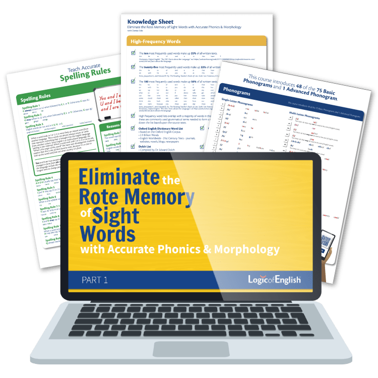 Three-part video series on YouTube demonstrating how to eliminate the need to memorize sight words by using phonograms and spelling rules to decode common high-frequency words using the Logic of English