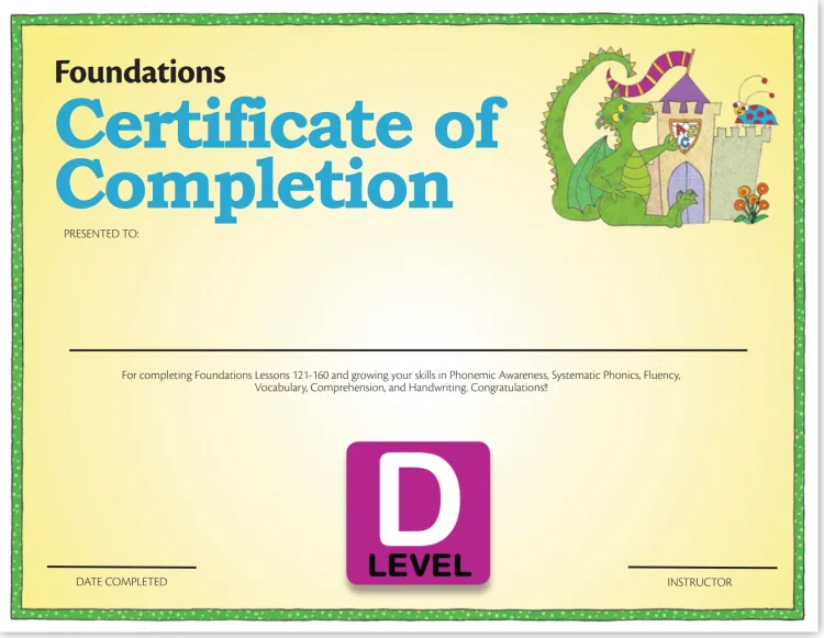Downloadable Certificate of Completion for Foundations D