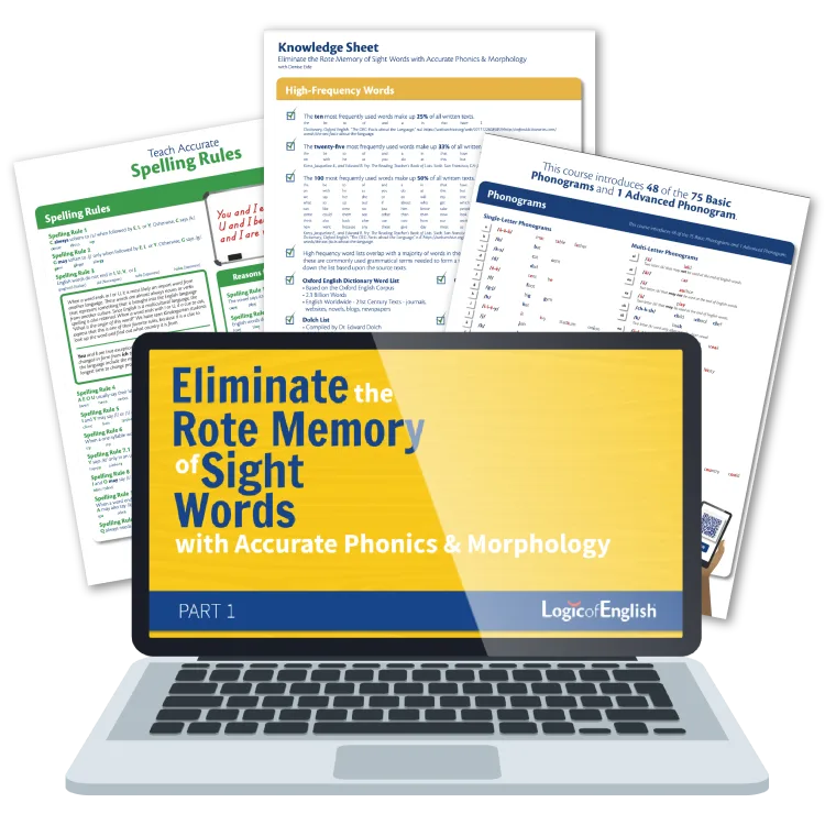 Three-part video series on YouTube demonstrating how to eliminate the need to memorize sight words by using phonograms and spelling rules to decode common high-frequency words using the Logic of English