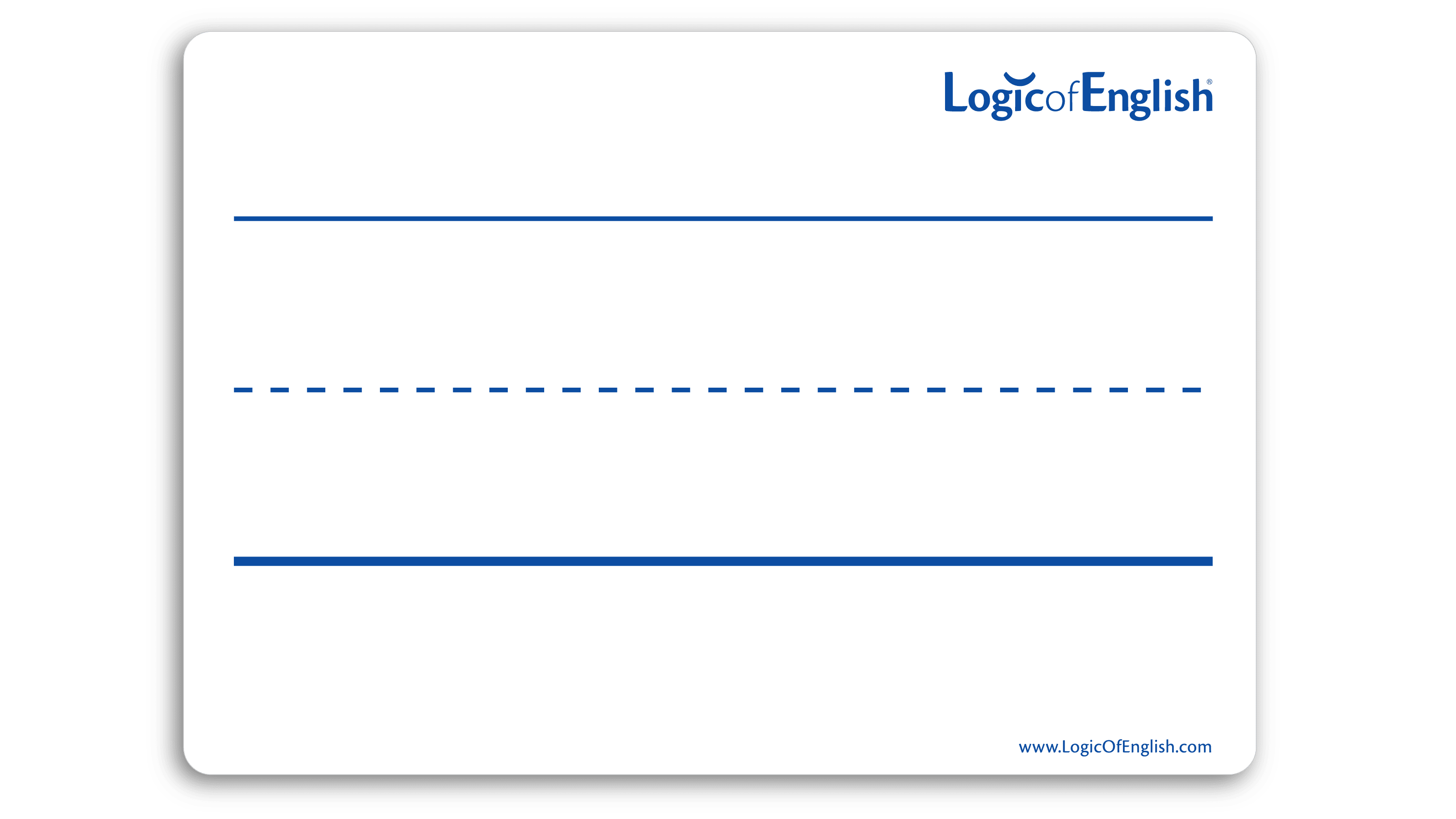 Durable, two-sided reusable student whiteboard used across multiple Logic of English programs.