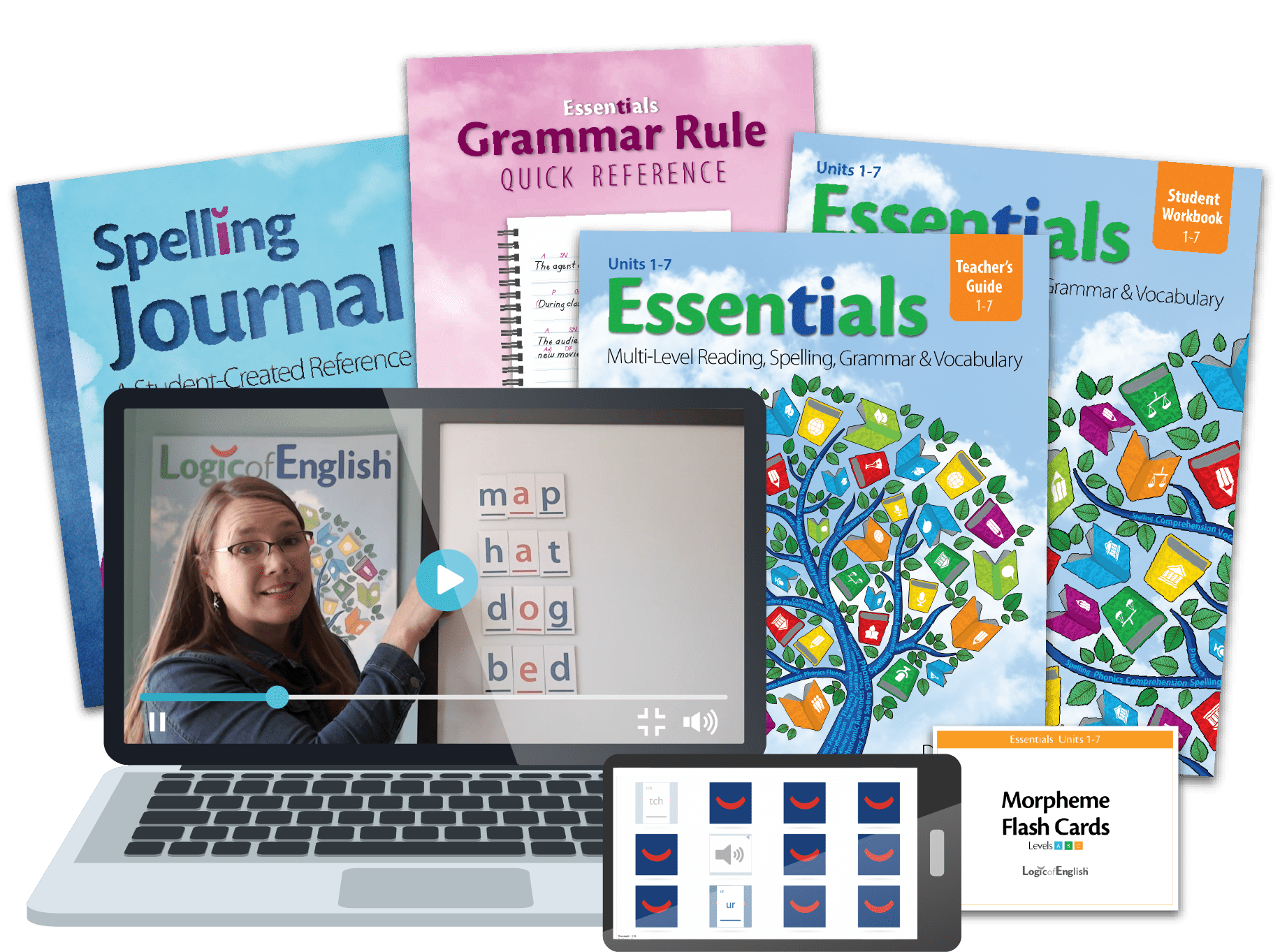 Curriculum components from the entry level volume of Essentials, an integrated language arts program based on the Science of Reading.