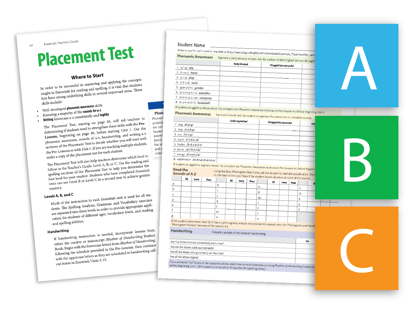 Essentials Placement Test available in the Essentials 1-7 Teacher's Guide