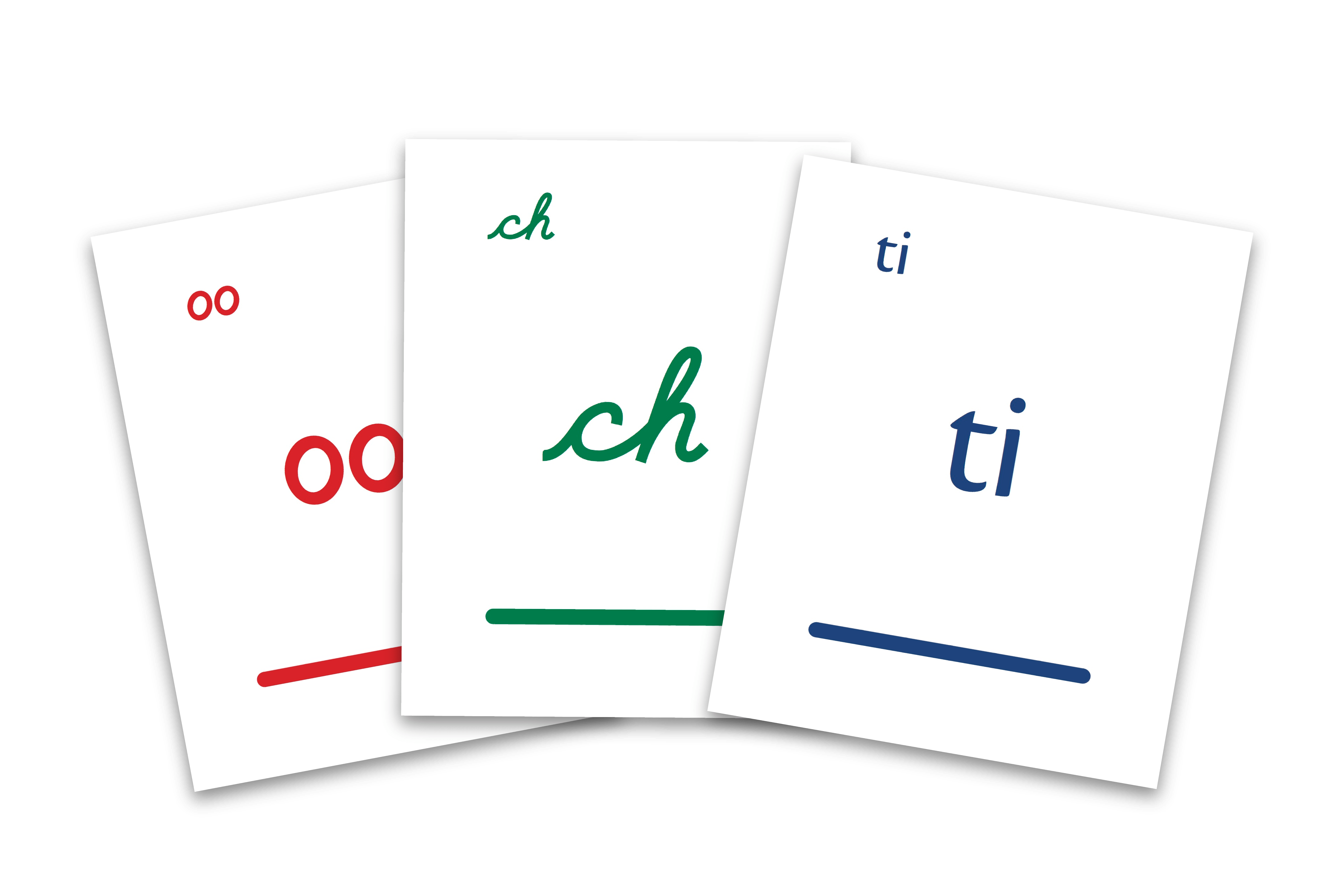 Phonogram Game Cards available in cursive, manuscript, and bookface typefaces.