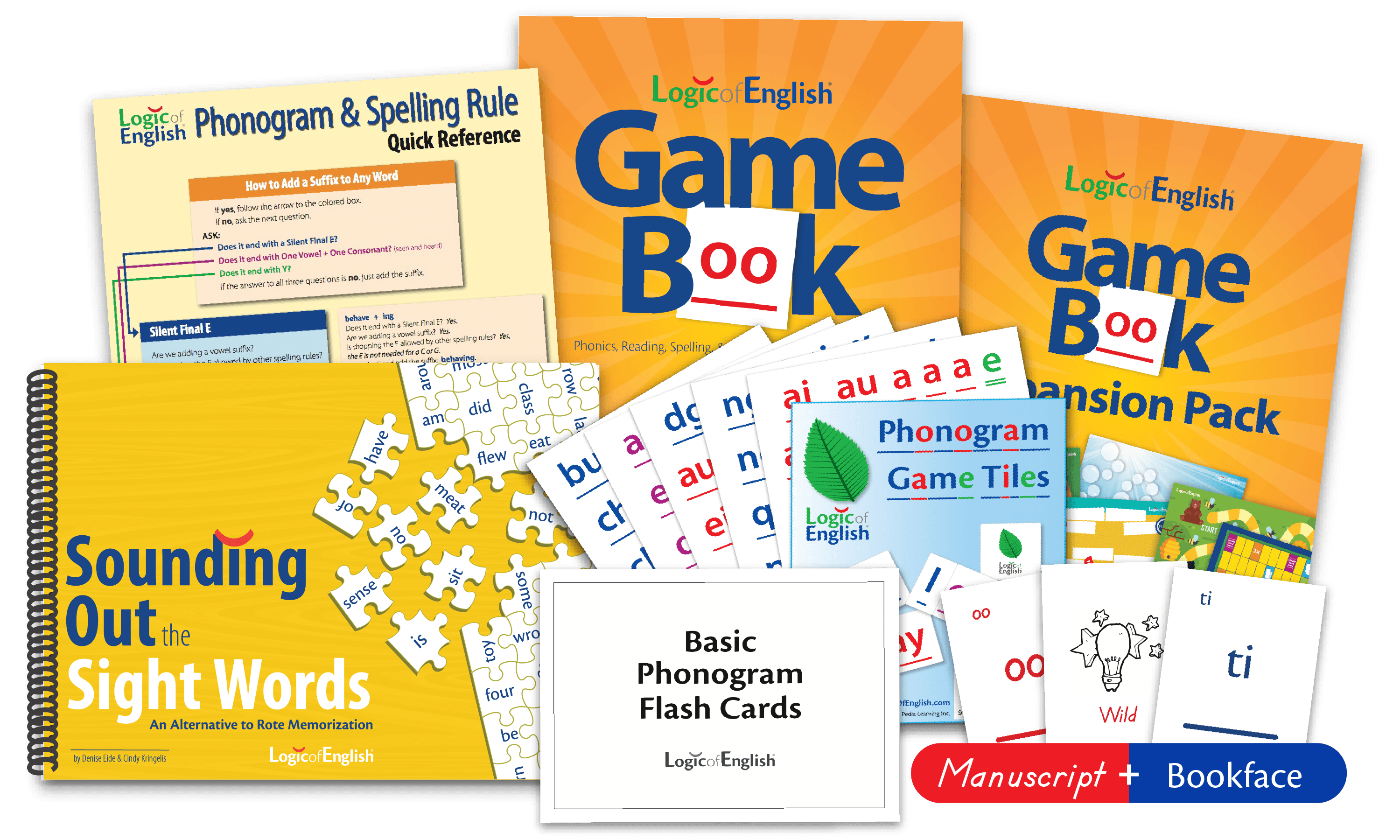 Sounding Out the Sight Words Set includes the Logic of English Game Book Set
